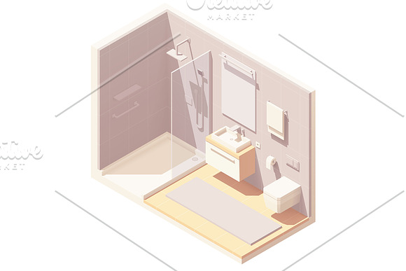 Vector isometric bathroom interior in Illustrations - product preview 1