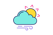 Partly cloudy and windy color icon