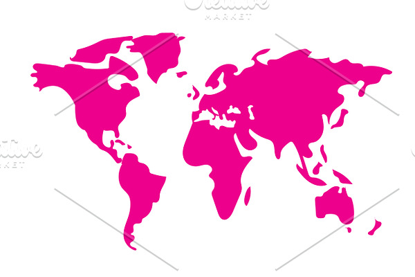 Hand drawn pink World Map vector 