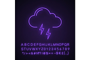Thunderstorm neon light icon