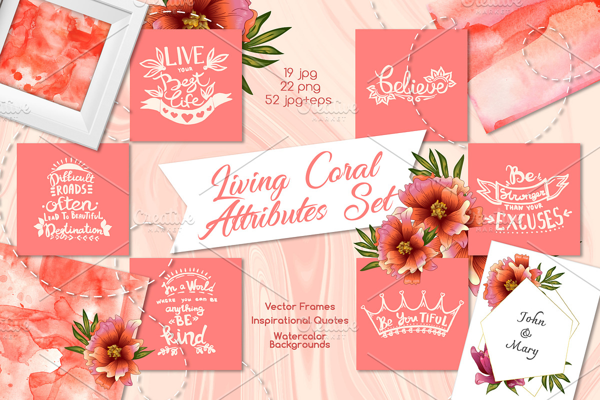 Living coral attributes Watercolor  in Illustrations - product preview 8