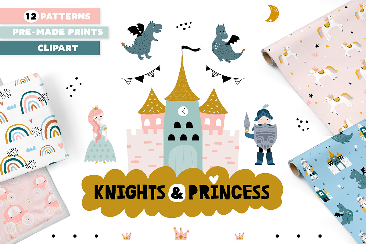 Knights & Princess graphic set in Patterns - product preview 8