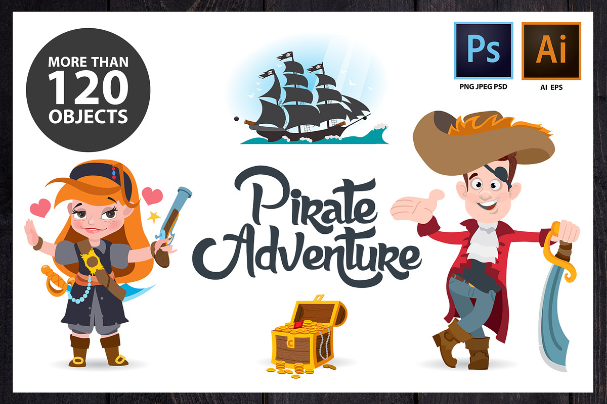 Pirate Adventure. Big Set in Illustrations - product preview 8
