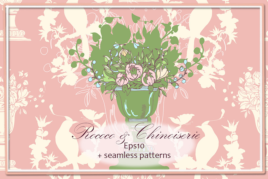 Set with rococo&chinoiserie elements in Illustrations - product preview 8