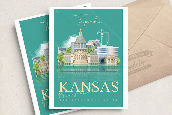 Kansas is a US state. Vector concept