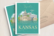 Kansas is a US state. Vector concept