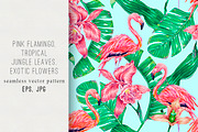 Tropical flowers,flamingo pattern
