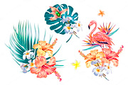 Tropical flowers,leaves illustration