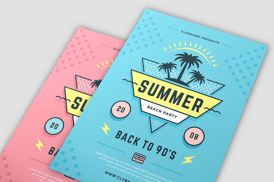 Summer 90s Party Flyer Template