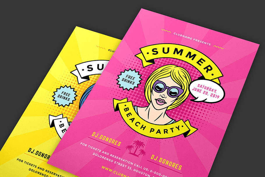 Summer 80s Party Flyer Template
