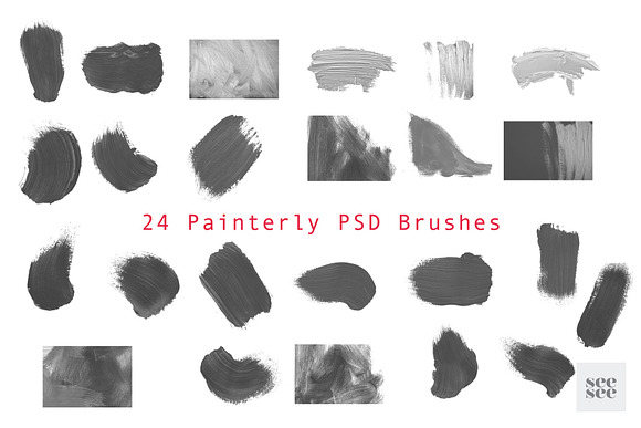 24 Painterly PSD Brushes in Photoshop Brushes - product preview 1