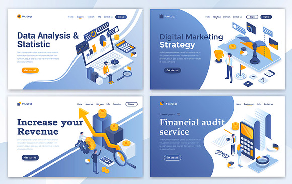 Collection of Landing page templates in Illustrations - product preview 4