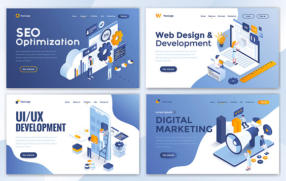 Collection of Landing page templates in Illustrations - product preview 11