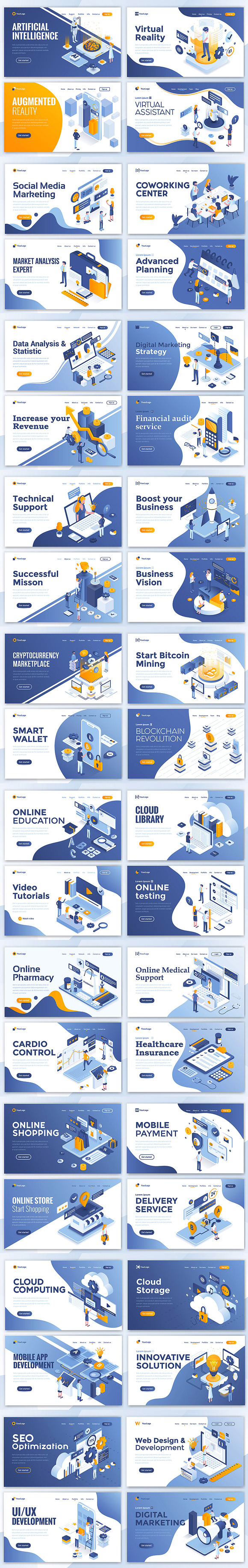 Collection of Landing page templates in Illustrations - product preview 12