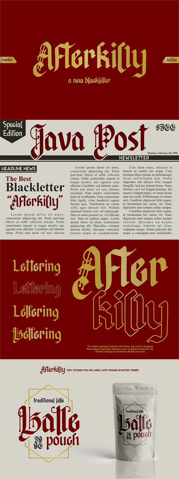 Afterkilly - Blackletter Typeface in Blackletter Fonts - product preview 6