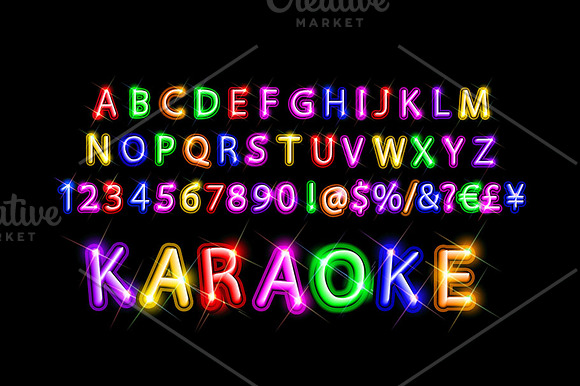 Neon Light Alphabet Vector Font in Graphics - product preview 1