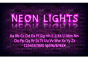 Neon set glowing alphabet