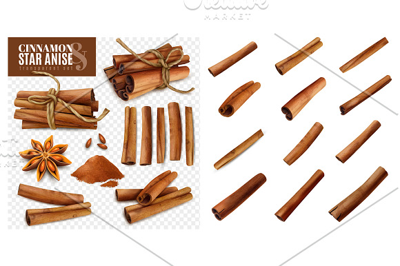 Cinnamon Realistic Set in Illustrations - product preview 3