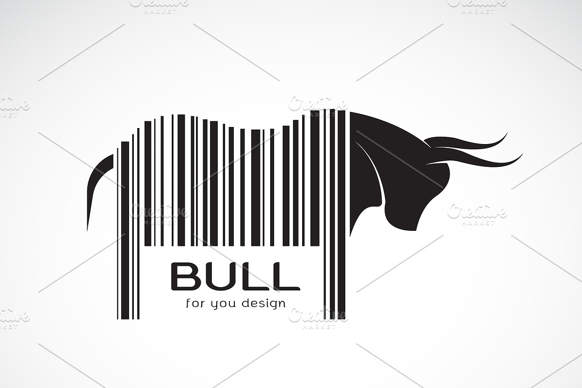 Bull on the body is a barcode.Animal in Icons - product preview 8
