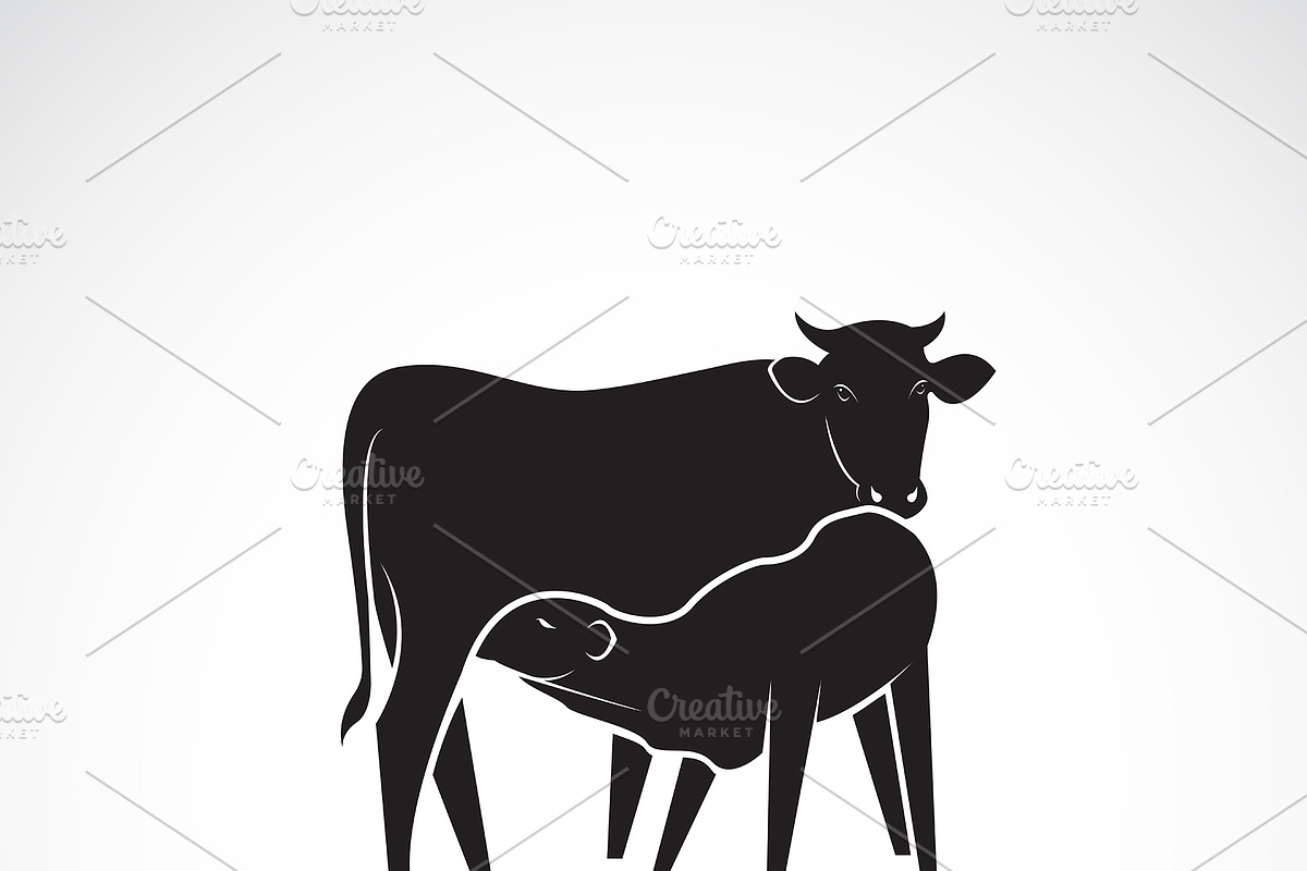 Vector of cow and calf. Farm Animal in Icons - product preview 8