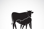 Vector of cow and calf. Farm Animal