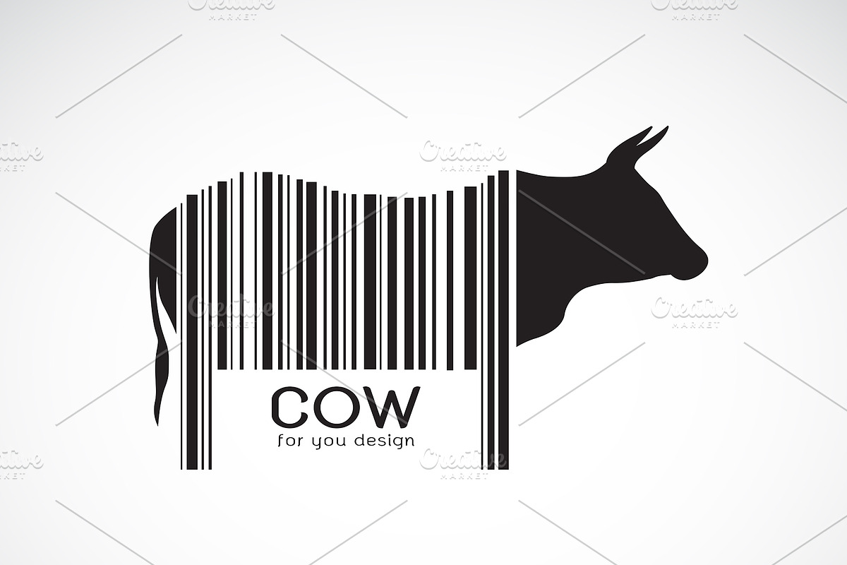 Cow on the body is a barcode. Animal in Icons - product preview 8