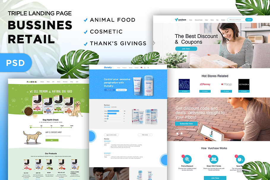 Triple Landingpage PSD in Landing Page Templates - product preview 8