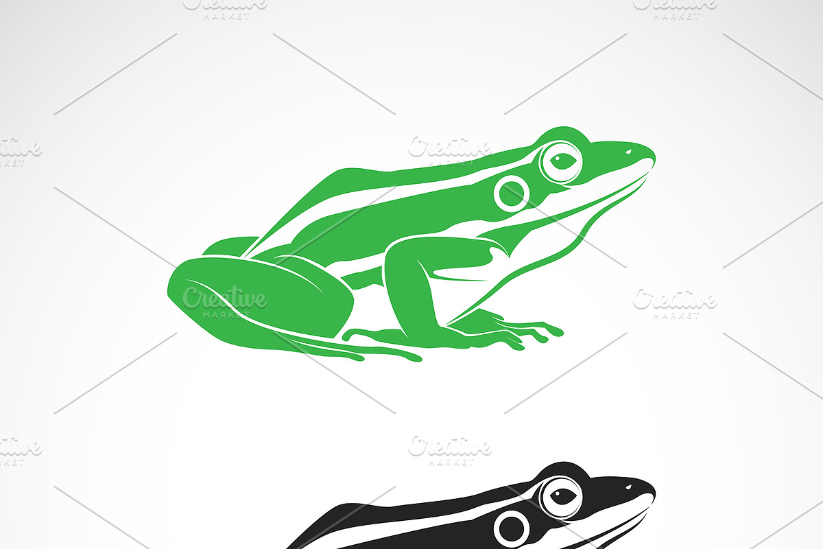 Vector of green frogs and black frog in Icons - product preview 8