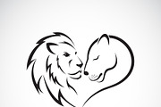 Male lion and female lion design.