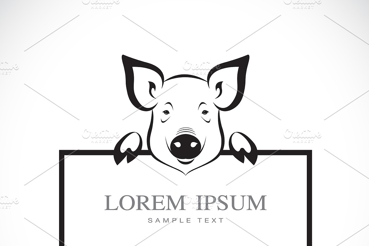 Vector of pig head with frame space  in Icons - product preview 8