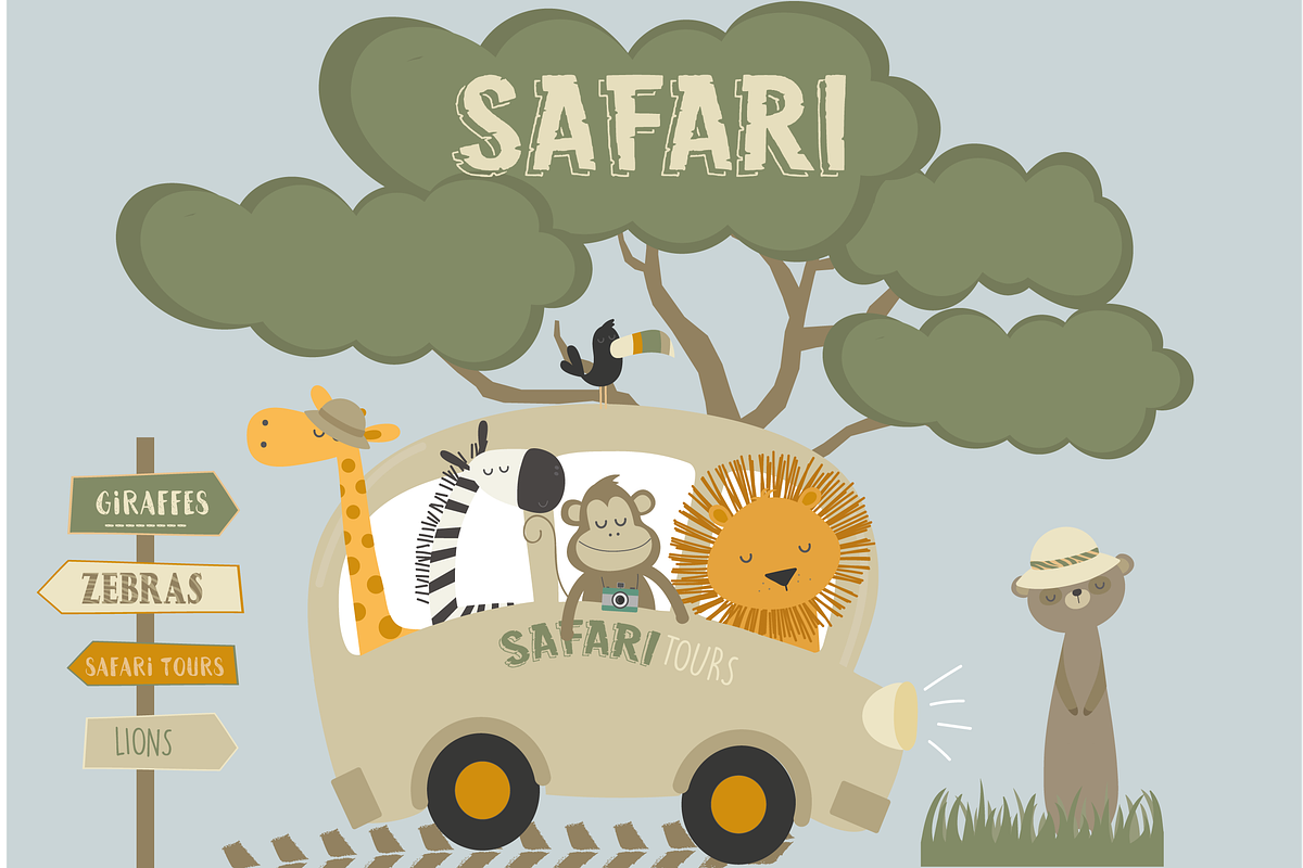 Safari Tours in Illustrations - product preview 8