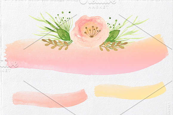 NUDE - 36 Watercolor Floral Elements in Illustrations - product preview 3