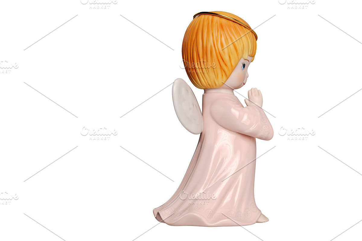 Cute angel sculpture, side view in Objects - product preview 8