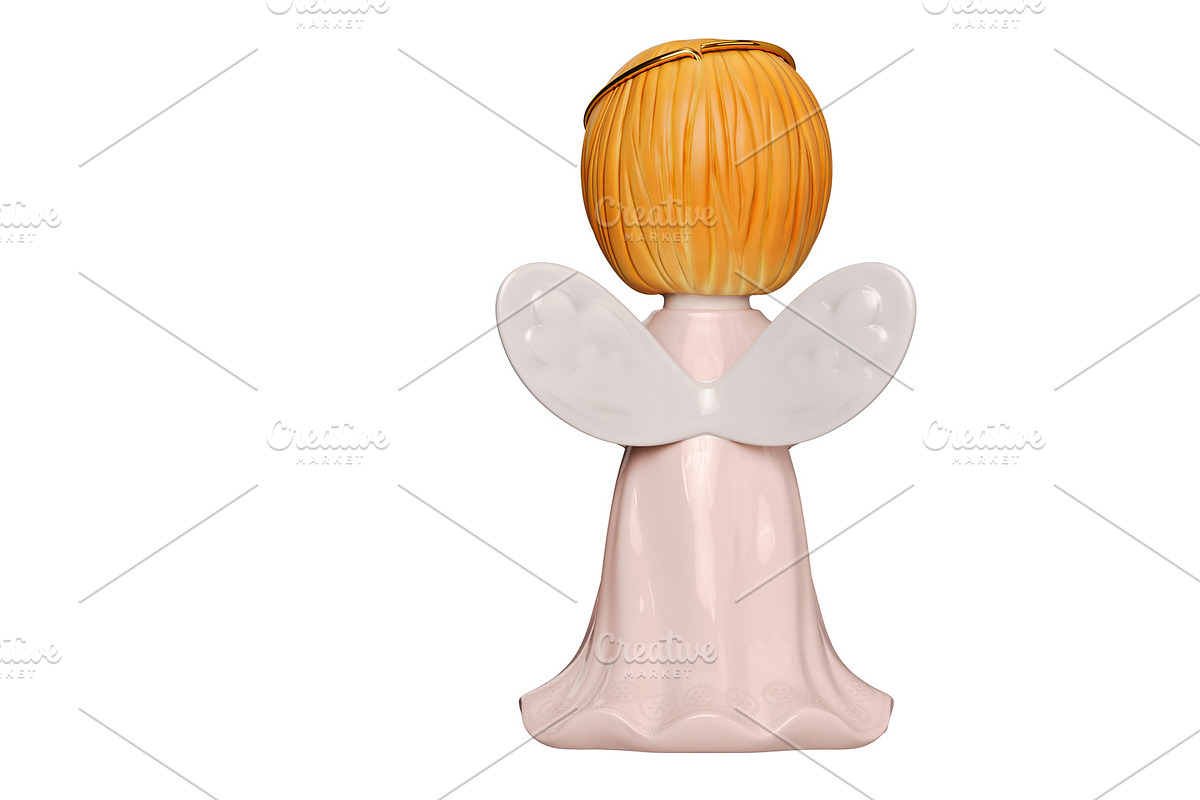 Cute angel sculpture, back view in Objects - product preview 8