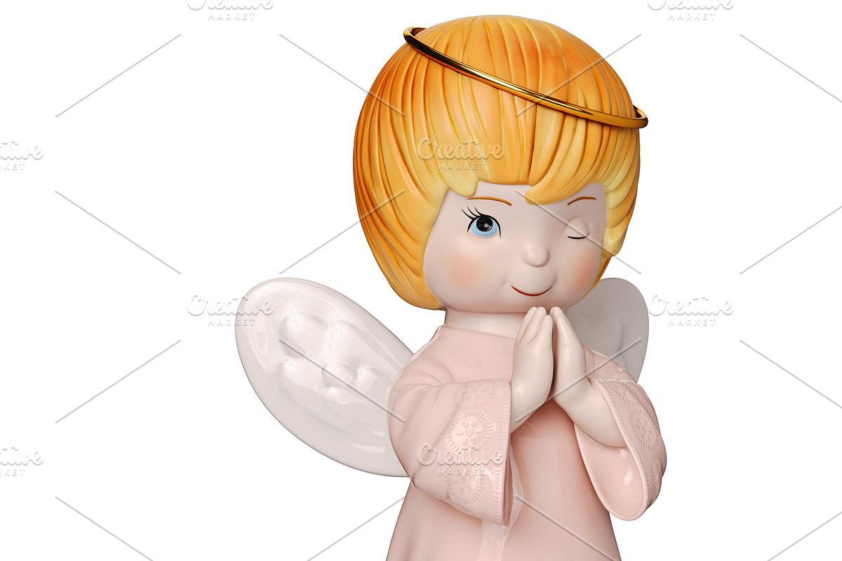 Cute angel sculpture, close view in Objects - product preview 8
