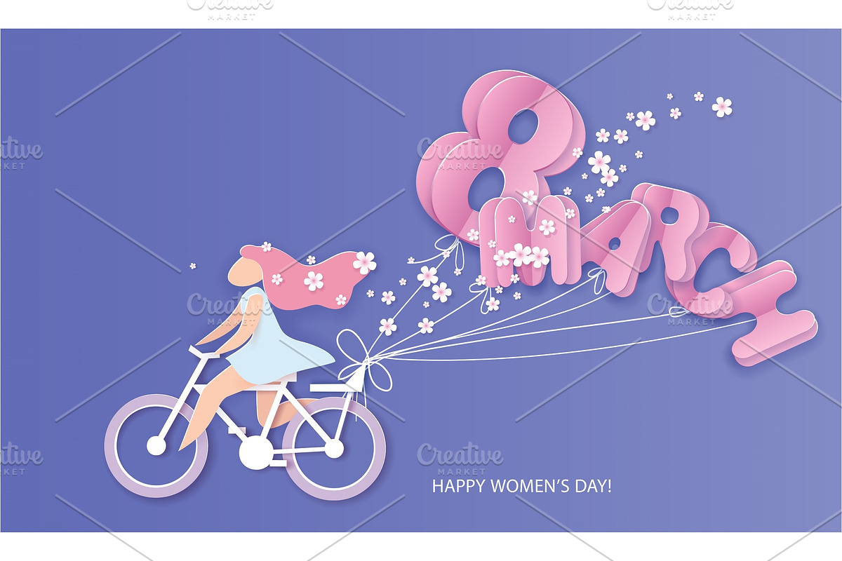 Happy 8 March womens day paper cut in Illustrations - product preview 8