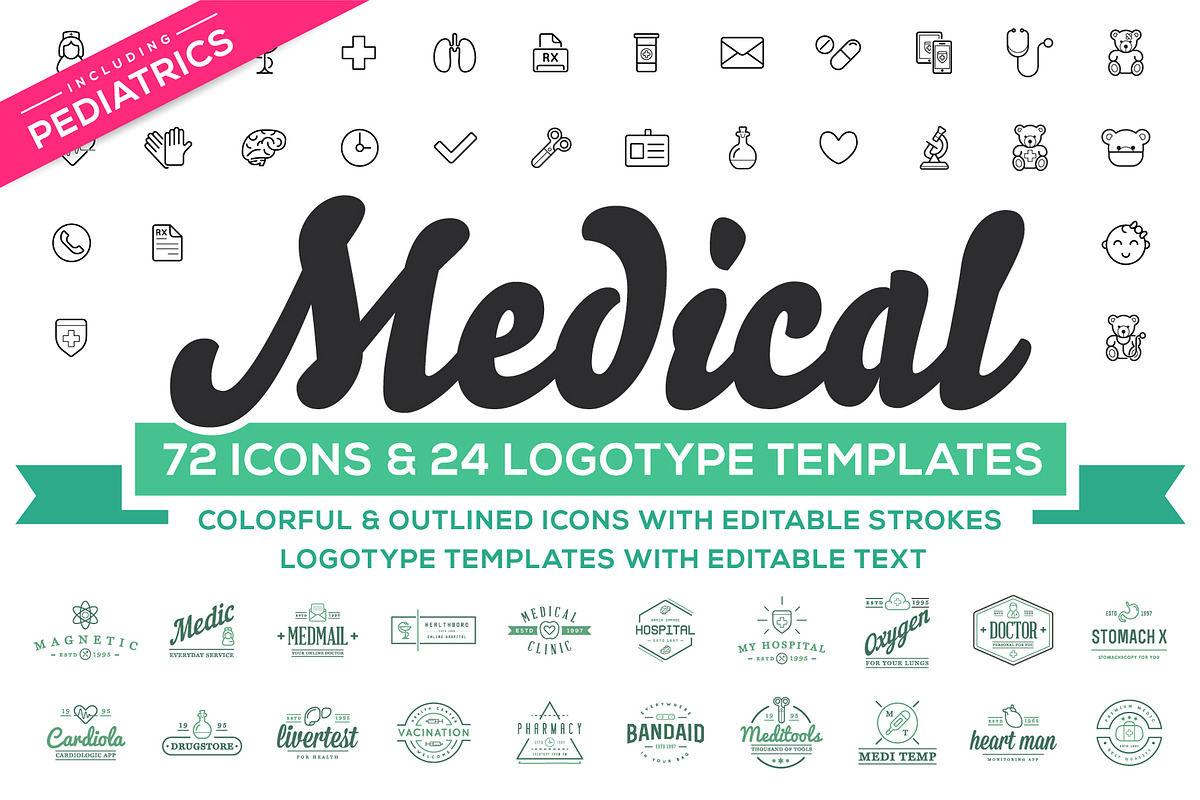Medical Pediatrics Icons & Logos Set in Medical Icons - product preview 8