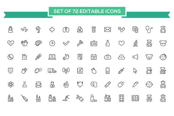 Medical Pediatrics Icons & Logos Set in Medical Icons - product preview 1