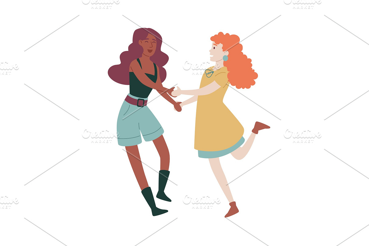 Young women having fun together in Illustrations - product preview 8