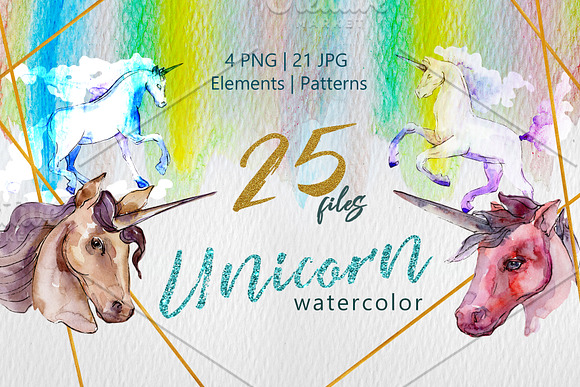 Unicorn Masterpiece Watercolor png in Illustrations - product preview 3