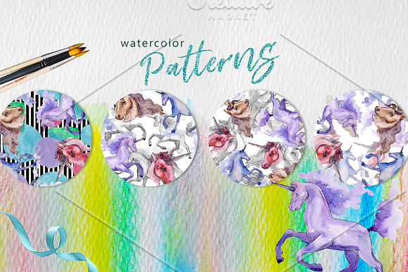 Unicorn Masterpiece Watercolor png in Illustrations - product preview 5