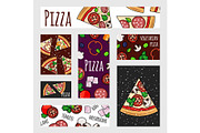 Cartoon pizza banners template. Fast