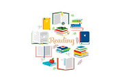 Reading concept with isometric style