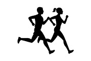 Running man and woman black vector