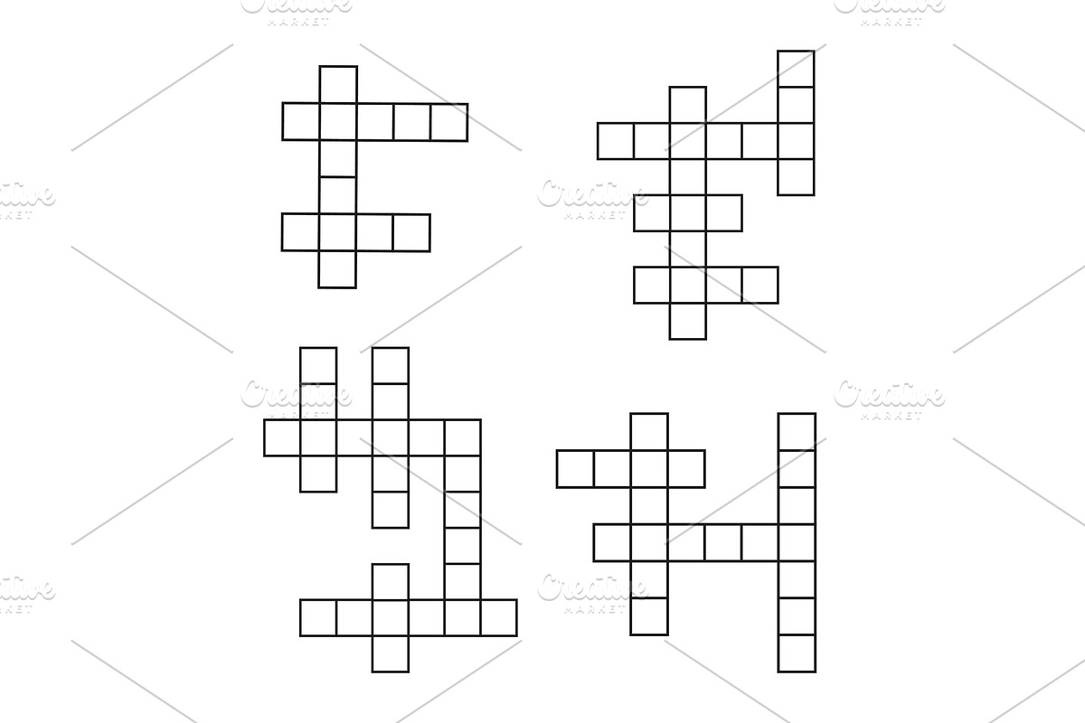 Crossword puzzle flat icons set in Graphics - product preview 8
