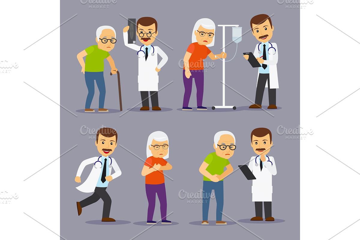 Doctors and elderly people, medicine in Graphics - product preview 8