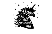 Silhouette of unicorn, magic is all