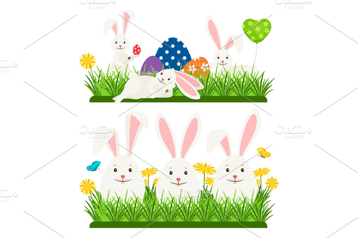 Cartoon character easter bunnies and in Graphics - product preview 8