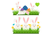 Cartoon character easter bunnies and