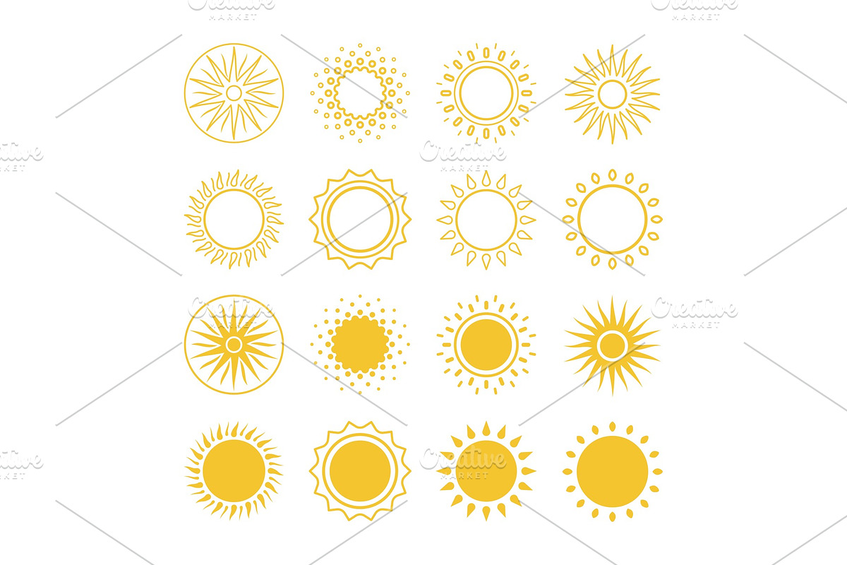 Line and silhouettes sun vector in Graphics - product preview 8